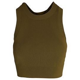 Sandro Twisted-Back Cropped Top in Olive Viscose Green Olive green