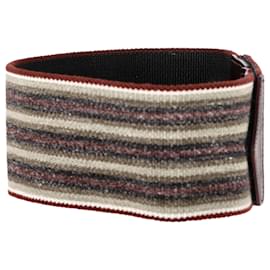 Isabel Marant-Isabel Marant Stripe Wide Belt in Burgundy Viscose and Leather-Dark red