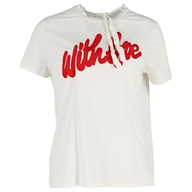 Maje-Maje With Love Embroidered T-shirt in White Cotton-White