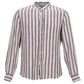 Camicia a righe Brunello Cucinelli in lino bianco Bianco Crudo