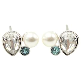 Swarovski-Boucles d'oreilles percées en perles de cristal extra Swarovski en métal argenté-Argenté,Métallisé