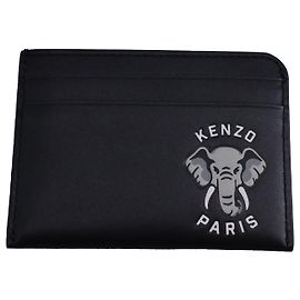 Tarjetero Kenzo Elephant en cuero negro Negro