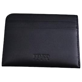 Kenzo-Porte-cartes Kenzo Elephant en cuir noir-Noir