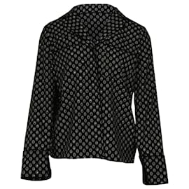 Michael Kors-Michael Kors Studded Medallion Crushed Crepe Pajama Shirt in Black Polyester-Black