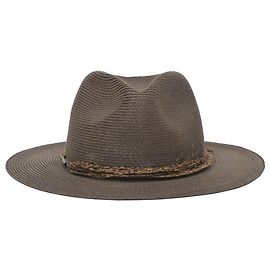 Eugenia Kim Feather Fedora Hat in Dark Brown Straw Brown