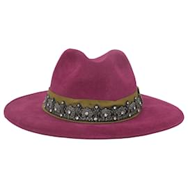 Etro-Etro Crystal-Embellished Fedora Hat in Purple Wool-Purple