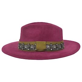 Etro-Etro Crystal-Embellished Fedora Hat in Purple Wool-Purple