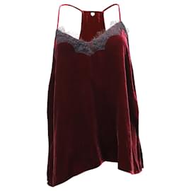 Autre Marque-Cami NYC Lace Trim Camisole in Burgundy Velvet -Dark red