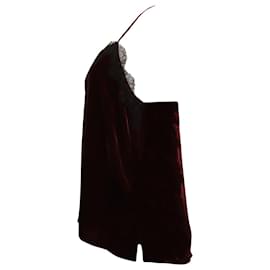 Autre Marque-Cami NYC Lace Trim Camisole in Burgundy Velvet -Dark red