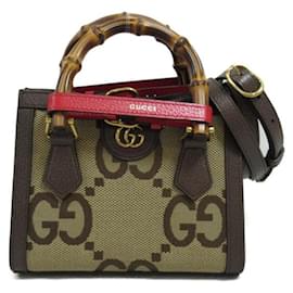 Gucci-Gucci Jumbo GG 2Way Tote Bag Canvas Tote Bag 655661 in Excellent condition-Brown