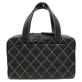 Chanel-Chanel Wild Stitch Handbag Leather Handbag A14692 in Good condition-Black