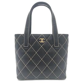 Chanel-Chanel Wild Stitch Tote Bag Leather Tote Bag A18126 in Good condition-Black