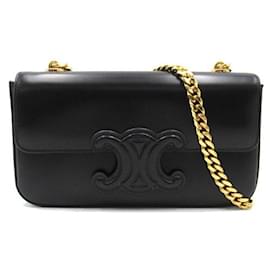 Céline-Sac à bandoulière Celine Triomphe Chain en cuir 199243BF4 en excellent état-Noir