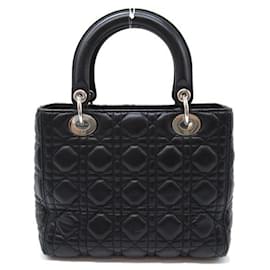 Dior-Bolso tote de cuero Dior Medium Cannage Lady Dior 2101218042993 en muy buen estado-Negro