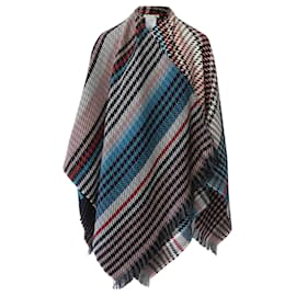 Maje-Maje Emilie Striped Houndstooth Knitted Poncho in Multicolor Acrylic-Other