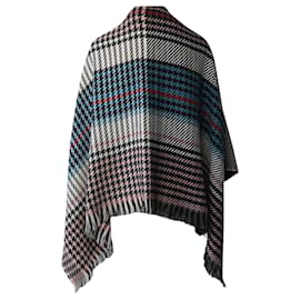 Maje-Maje Emilie Striped Houndstooth Knitted Poncho in Multicolor Acrylic-Other