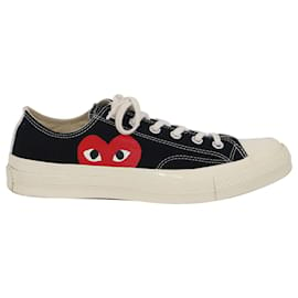 Comme Des Garcons-Comme Des Garcons Play x Converse Low-Top Sneakers in Black Canvas-Black