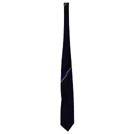 Gianni Versace Printed Tie in Navy Blue Silk Navy blue