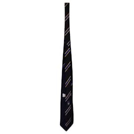 Versace-Gianni Versace Printed Tie in Navy Blue Silk-Navy blue