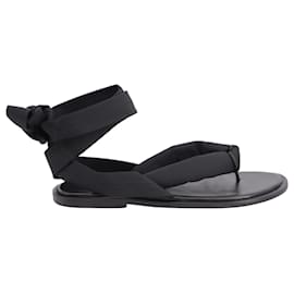 Ganni-Ganni Puffy Wrap Sandals in Black Nylon-Black