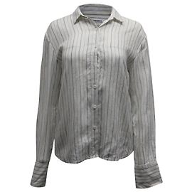 Camisa listrada de mangas longas Reformation em linho estampado branco Outro