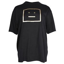 T-shirt en coton noir avec impression graphique visage doré d'Acne Studios Noir