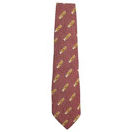 Corbata de seda roja con estampado de clip Moschino Roja
