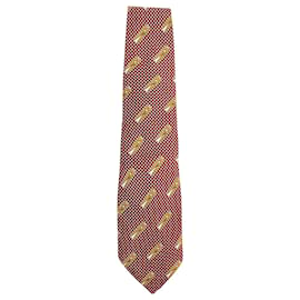 Moschino-Moschino Clip Print Tie in Red Silk-Red