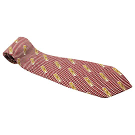 Moschino-Moschino Clip Print Tie in Red Silk-Red