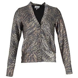 Ganni Cardigan en Jersey Lurex à Imprimé Animal en Polyester Autre