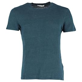 Sandro-Sandro Paris Crewneck T-shirt in Green Linen-Green