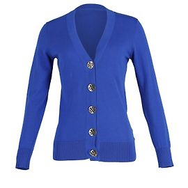 Tory Burch Gold Button Cardigan aus blauer Wolle Blau