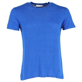 Camiseta de cuello redondo Sandro Paris en lino azul Azul
