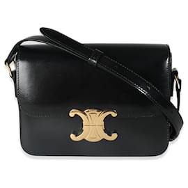 Céline-Celine Black Shiny Calfskin Teen Triomphe Bag-Black