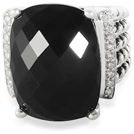 David Yurman-David Yurman Wheaton Onyx Fashion Ring in  Sterling Silver 0.2 CTW-Silvery,Metallic