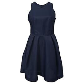 Maje-Maje Sleeveless Pleated Mini Dress in Navy Blue Polyester-Blue,Navy blue