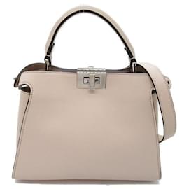 Fendi-Bolso de mano de cuero Fendi Peekaboo Icon 8BN302 en excelente estado-Blanco