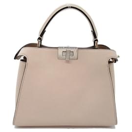 Fendi-Bolsa de mão de couro Fendi Peekaboo Icon 8BN302 em ótimo estado-Branco