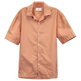Autre Marque-Mr. P Camp Collar Garment-Dyed Shirt in Coral Cotton-Coral