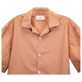 Autre Marque-Mr. P Camp Collar Garment-Dyed Shirt in Coral Cotton-Coral