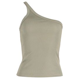 Anine Bing Ein-Schulter-Rippstrick-Top aus Polyamid in Khaki Grün Khaki