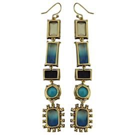 Kate Spade-Kate Spade Blue Crystal Linear Drop Earrings In Multicolor Metal-Other,Python print