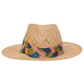 Chapéu Fedora Bianca em palha marrom de Eugenia Kim Marrom Vermelho