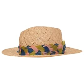 Eugenia Kim-Eugenia Kim Bianca Fedora Hat in Brown Straw-Brown,Red