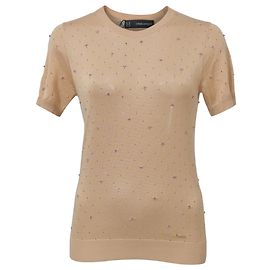 Top em algodão nude adornado com contas Dsquared2 Marrom Carne