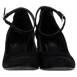 Saint Laurent-Saint Laurent Babies Ankle Strap Pumps in Black Suede-Black