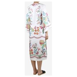 Autre Marque-White silk floral printed kaftan dress - size S-White