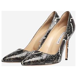 Manolo Blahnik-Black snakeskin pumps - size EU 39.5-Black