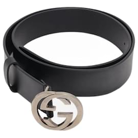 Gucci-Black branded belt with metal hardware-Black