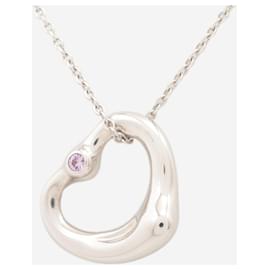 Tiffany & Co-Silver Open Heart necklace-Silvery